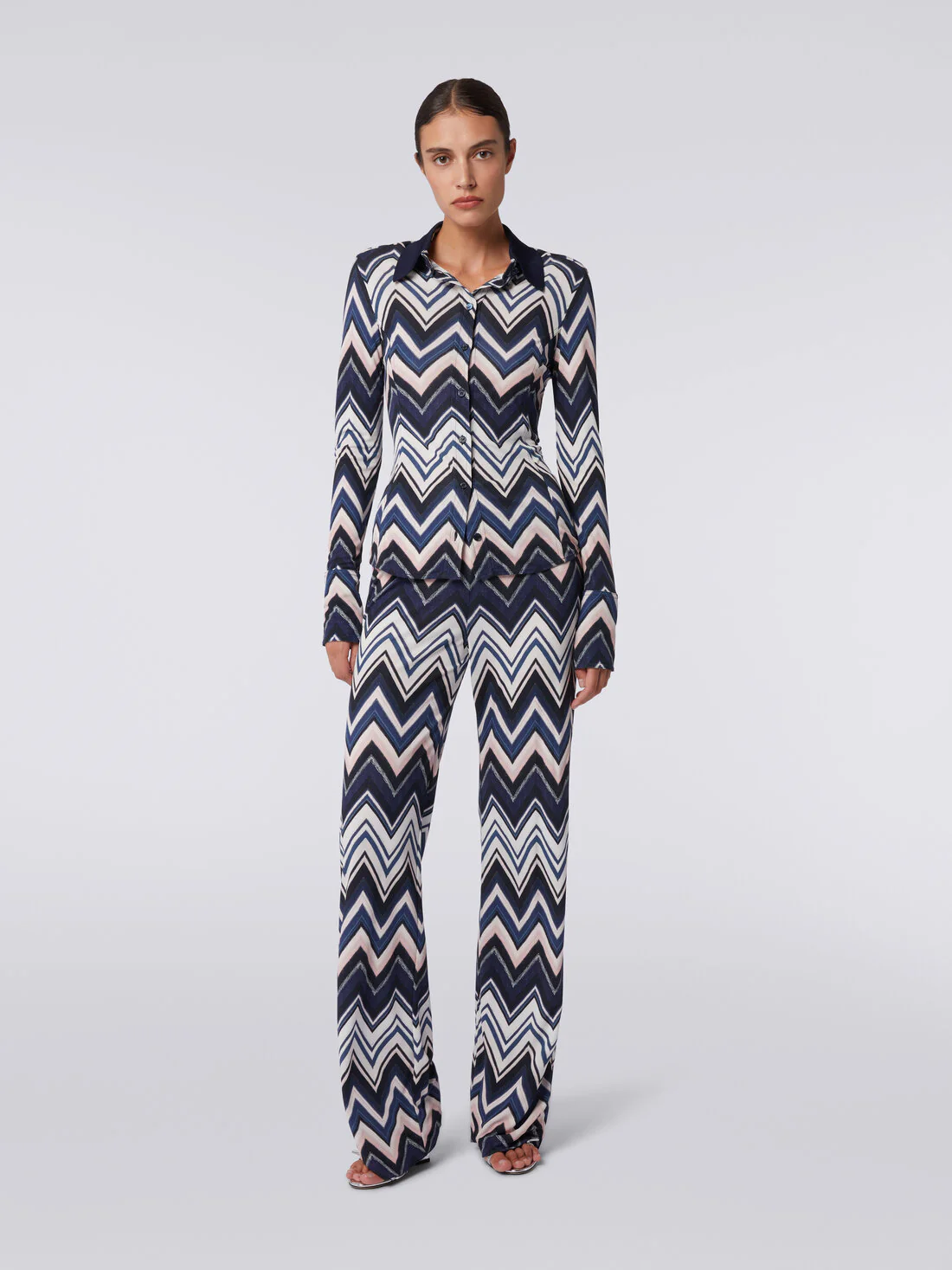 Camisa De Viscosa Con Estampado Zigzag