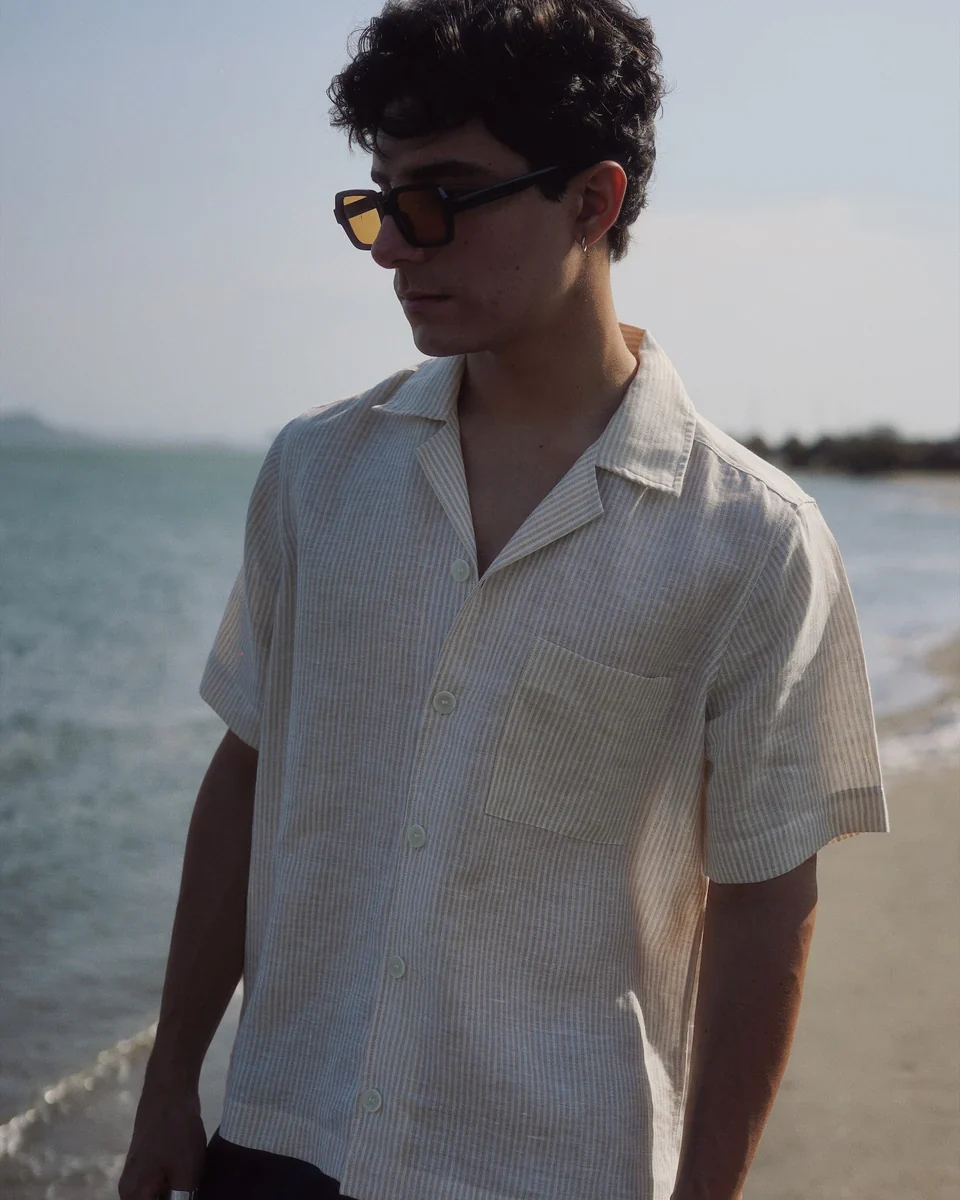 Camisa Portofino Beige Stripe - Image 2