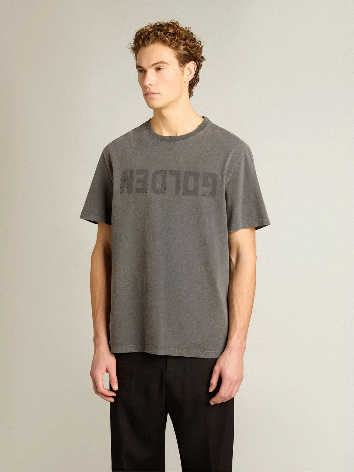 T-Shirt Golden Goose Distressed Para Hombre
