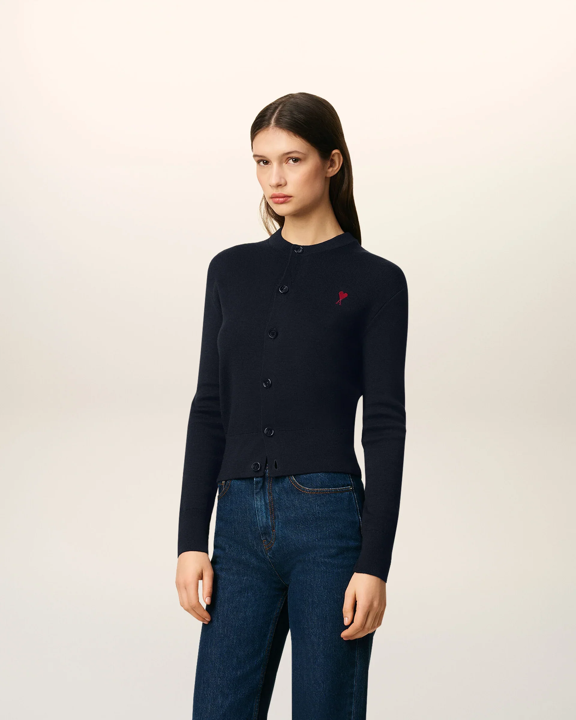 Cardigan Crewneck With Contrasted Ami De Coeur Unisex - Image 3