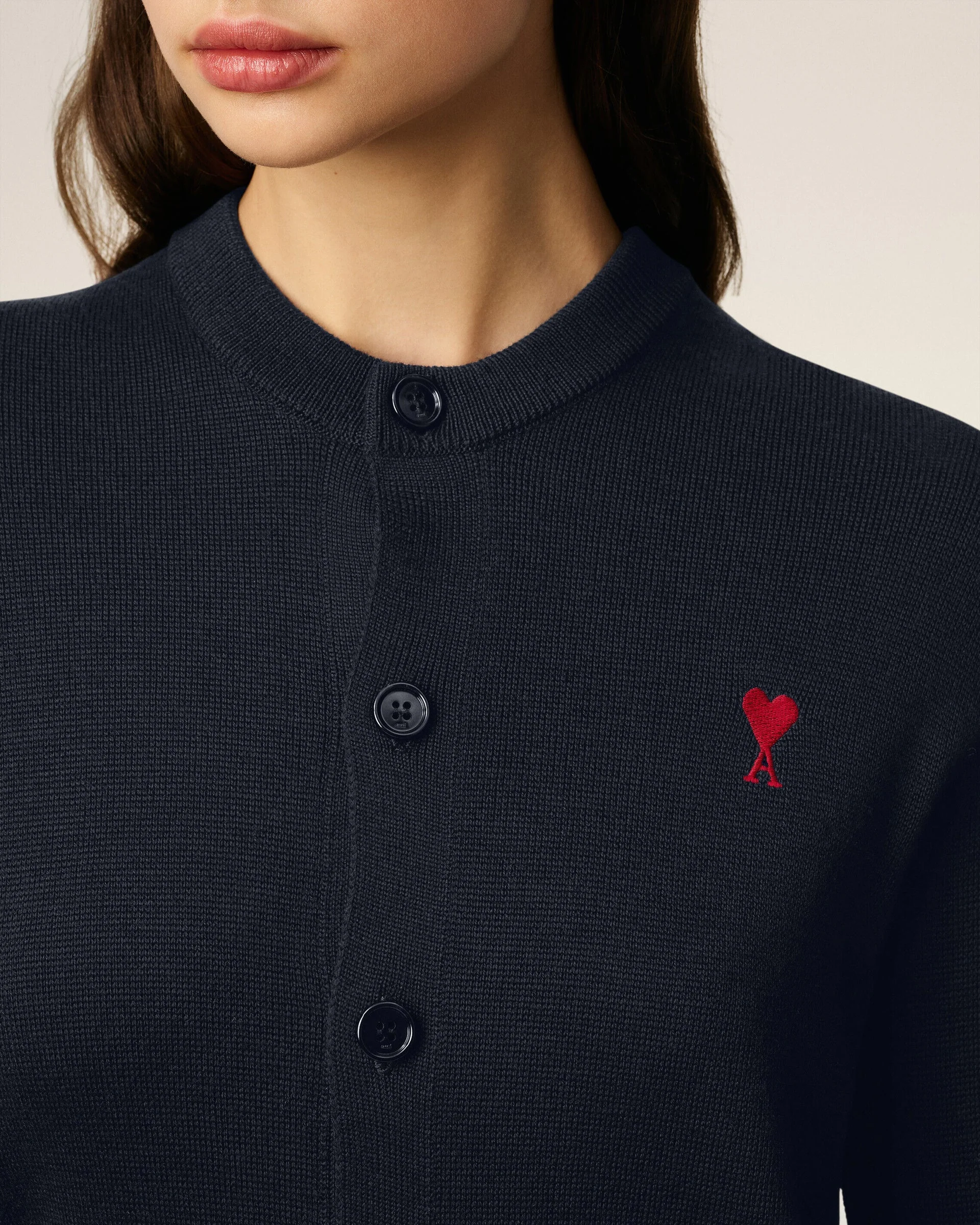 Cardigan Crewneck With Contrasted Ami De Coeur Unisex - Image 4