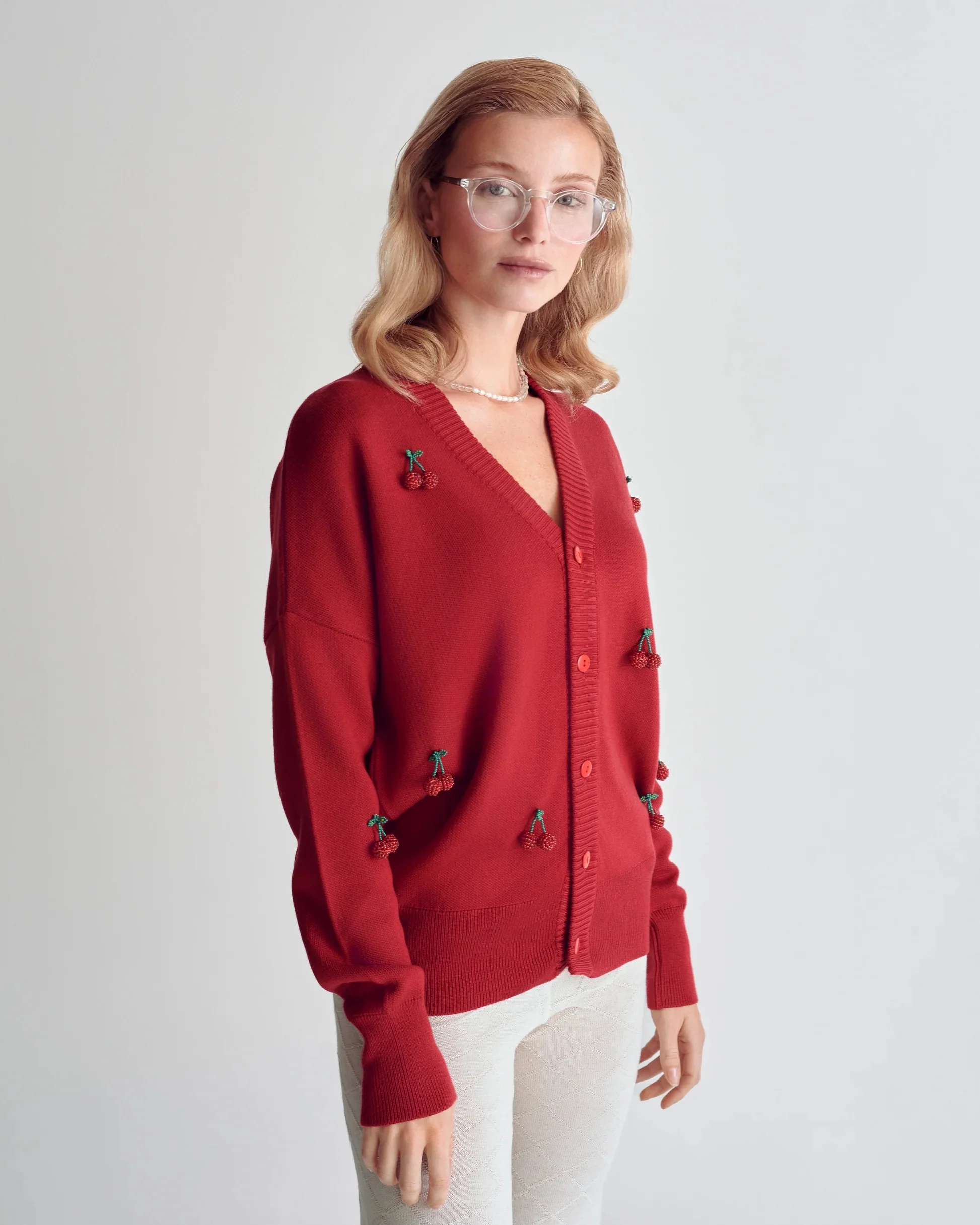 Cardigan Velvet Cherry