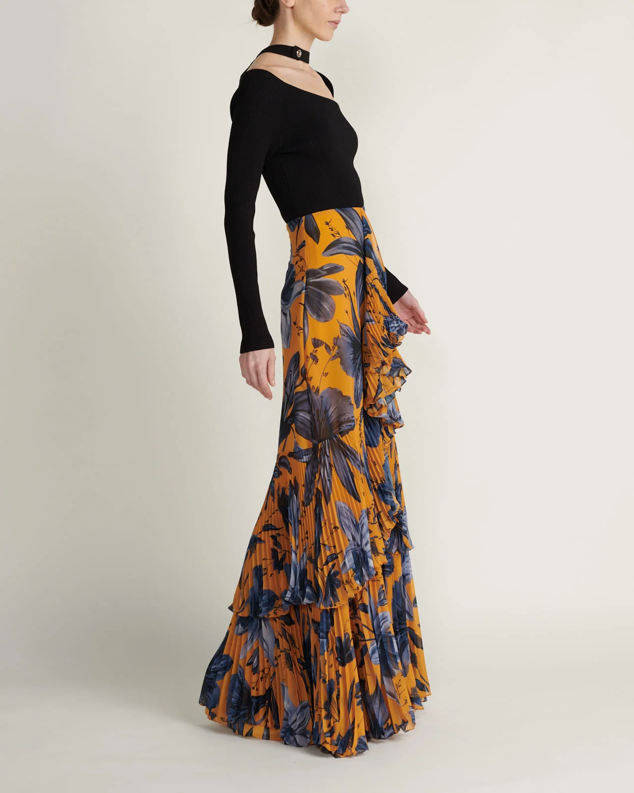 Falda Maxi Floral Mostaza - Image 3