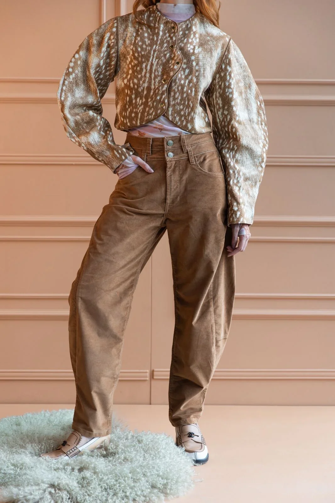 Jean Balloon Velvet Caramel - Image 2