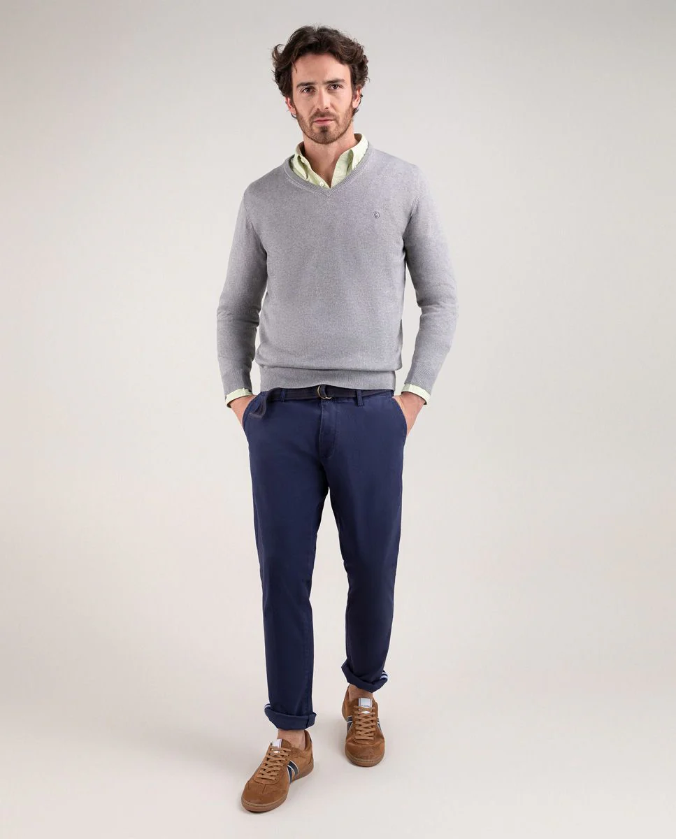 Jersey Cuello Pico Coderas Gris - Image 2