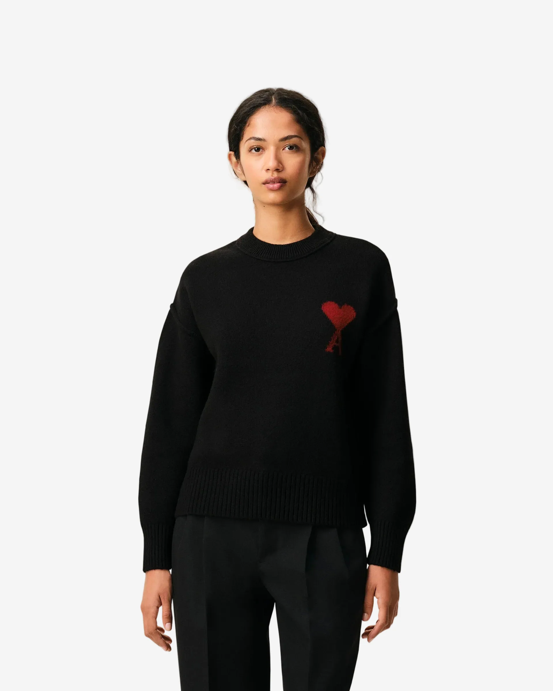 Jersey De Cuello Redondo De Lana Negra Ami De Coeur Unisex