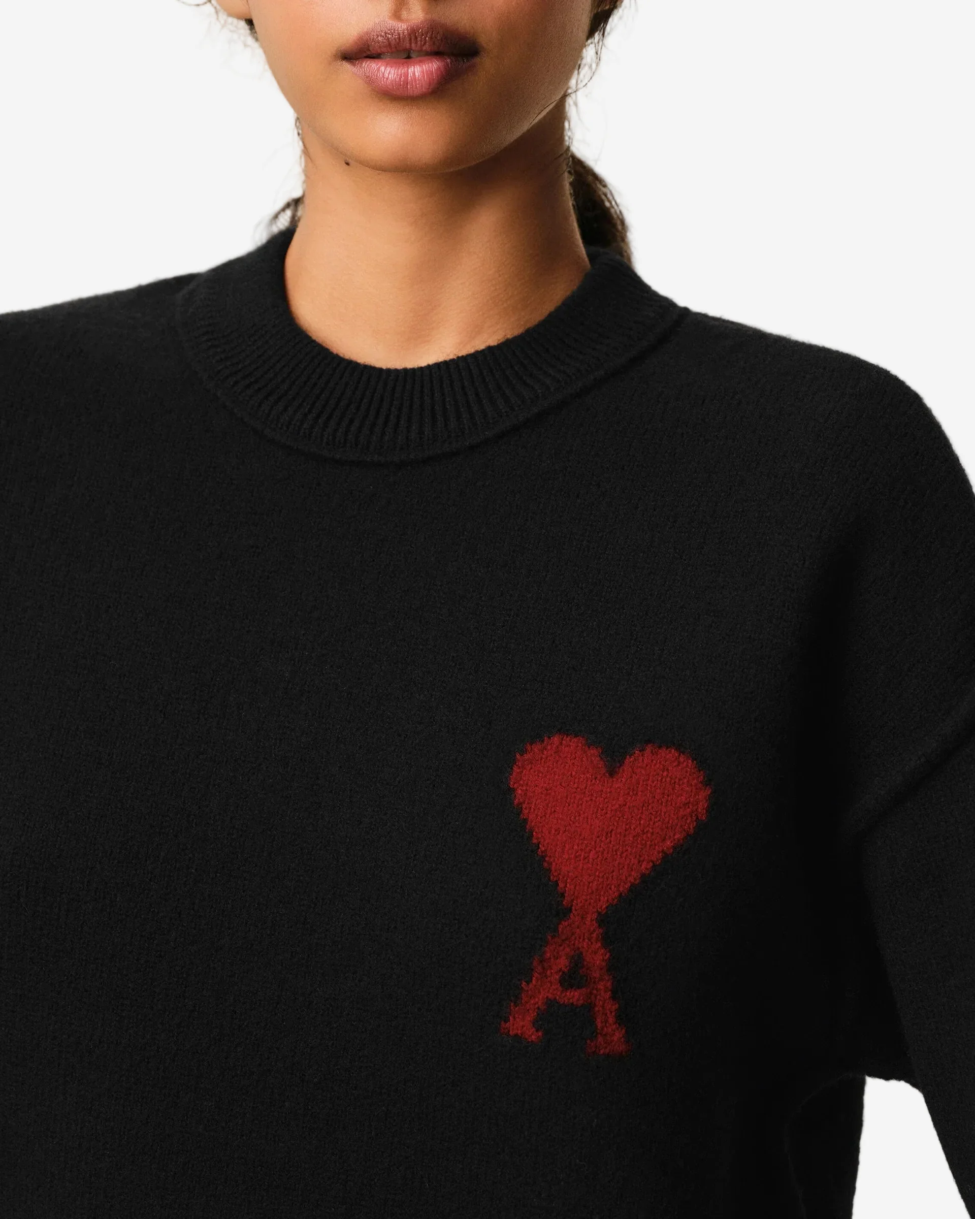 Jersey De Cuello Redondo De Lana Negra Ami De Coeur Unisex - Image 2