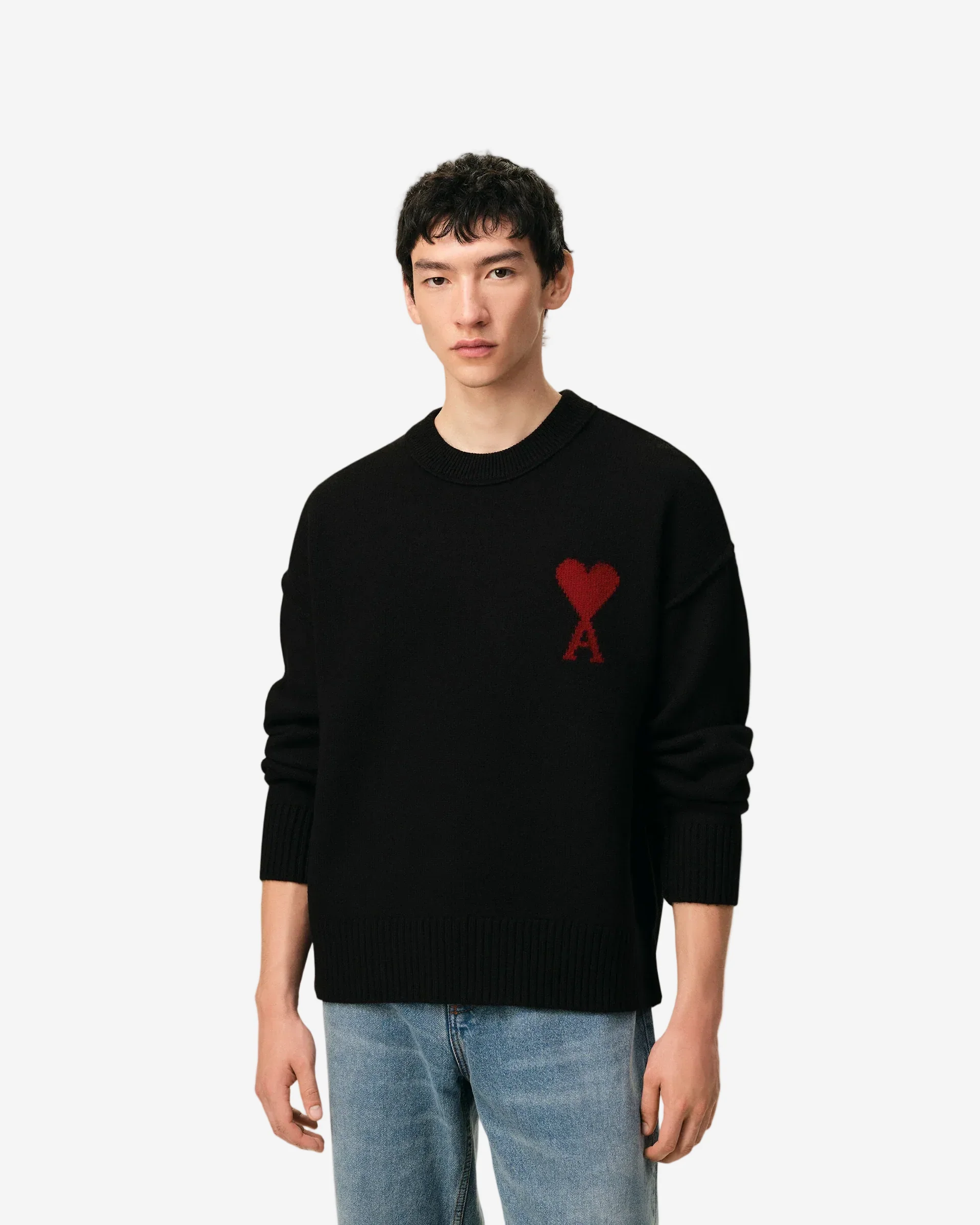 Jersey De Cuello Redondo De Lana Negra Ami De Coeur Unisex - Image 4