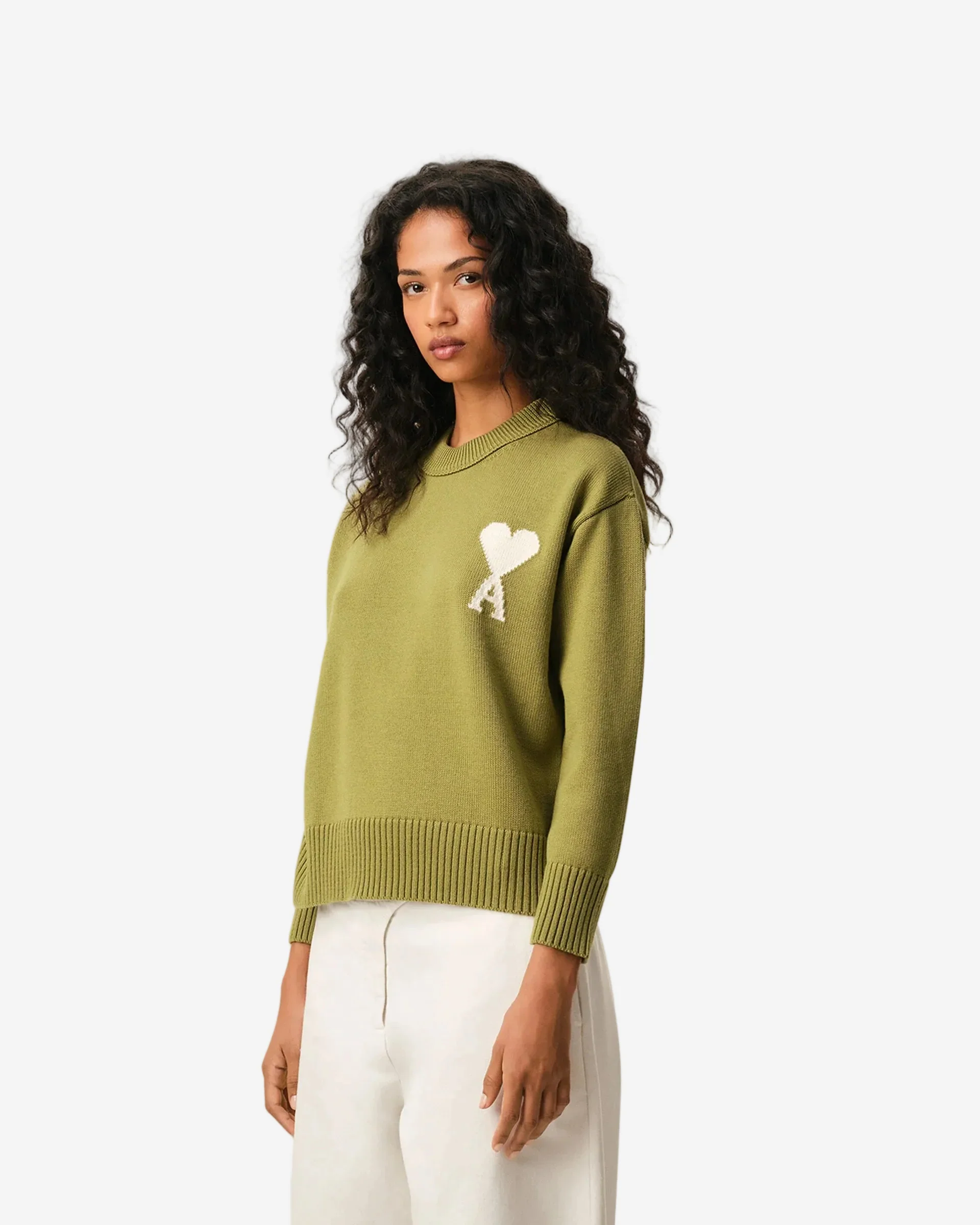 Jersey De Cuello Redondo De Lana Y Algodón Verde Ami De Coeur Unisex - Image 2