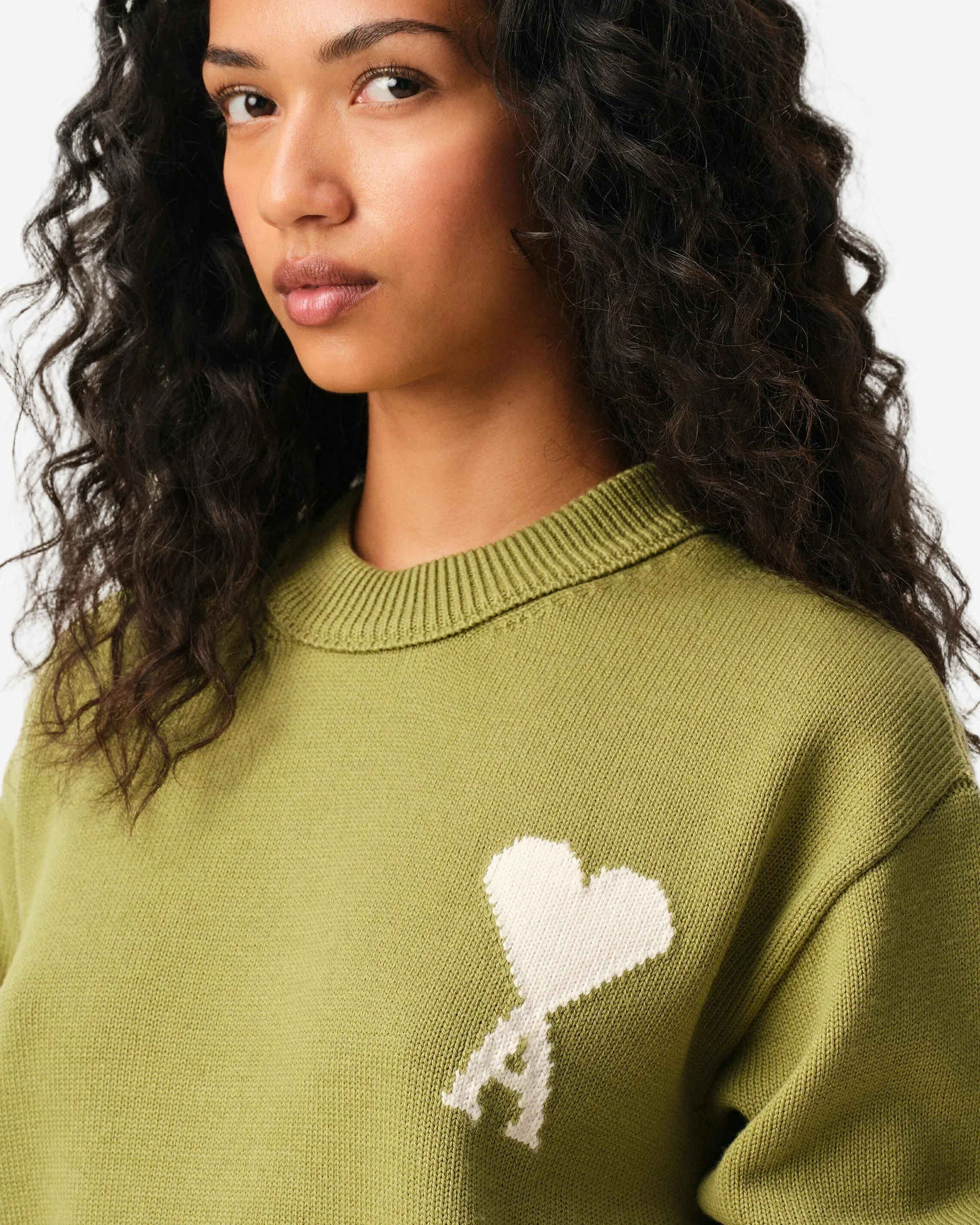 Jersey De Cuello Redondo De Lana Y Algodón Verde Ami De Coeur Unisex - Image 3