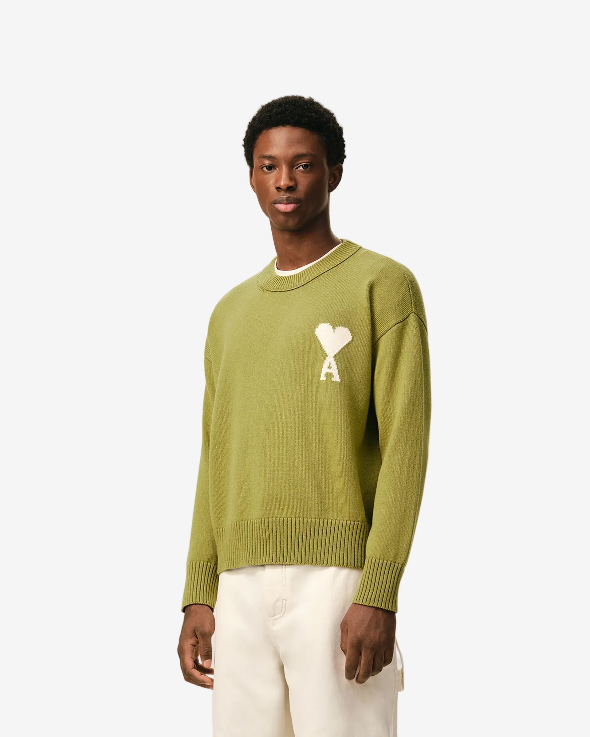 Jersey De Cuello Redondo De Lana Y Algodón Verde Ami De Coeur Unisex - Image 4