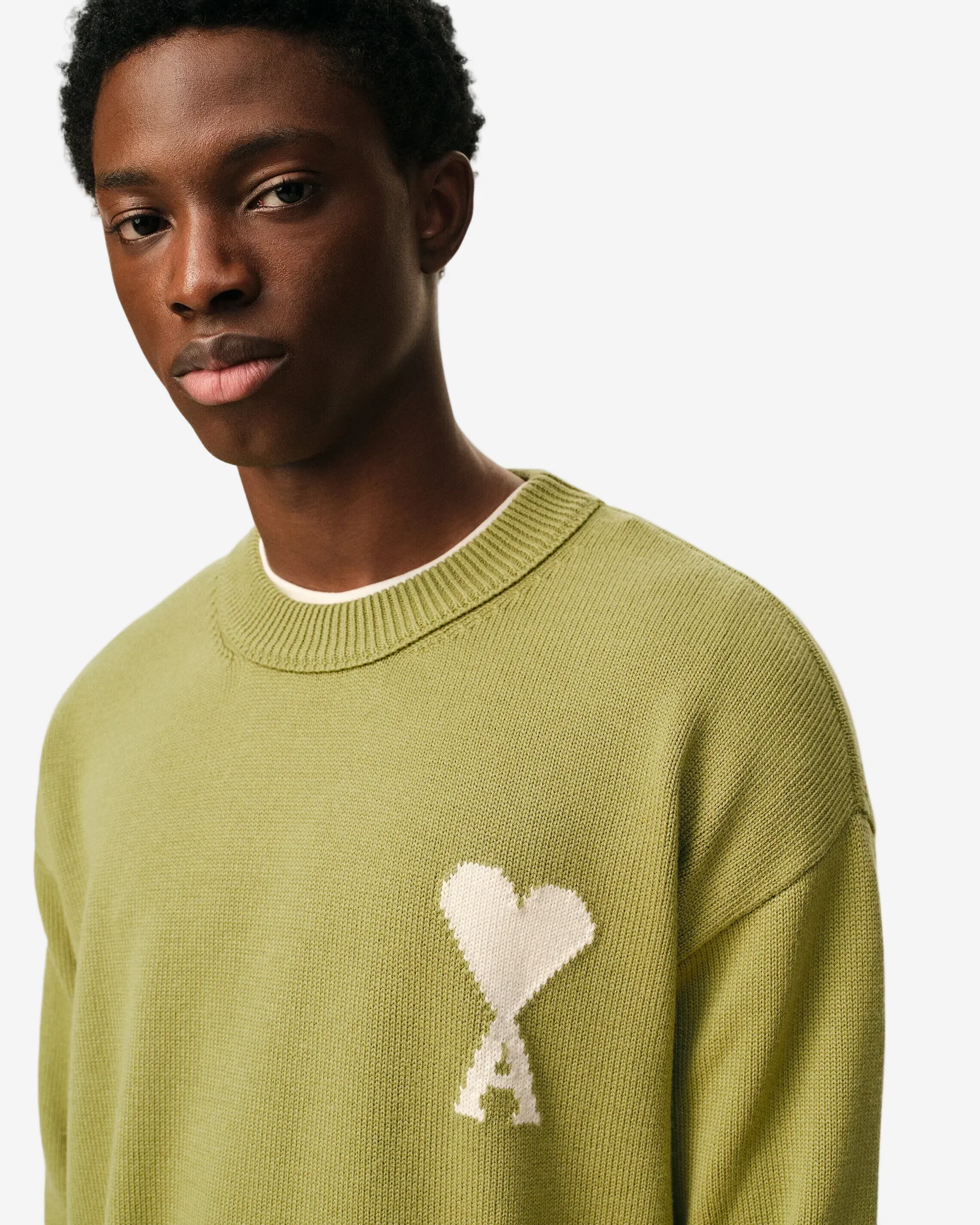 Jersey De Cuello Redondo De Lana Y Algodón Verde Ami De Coeur Unisex - Image 6