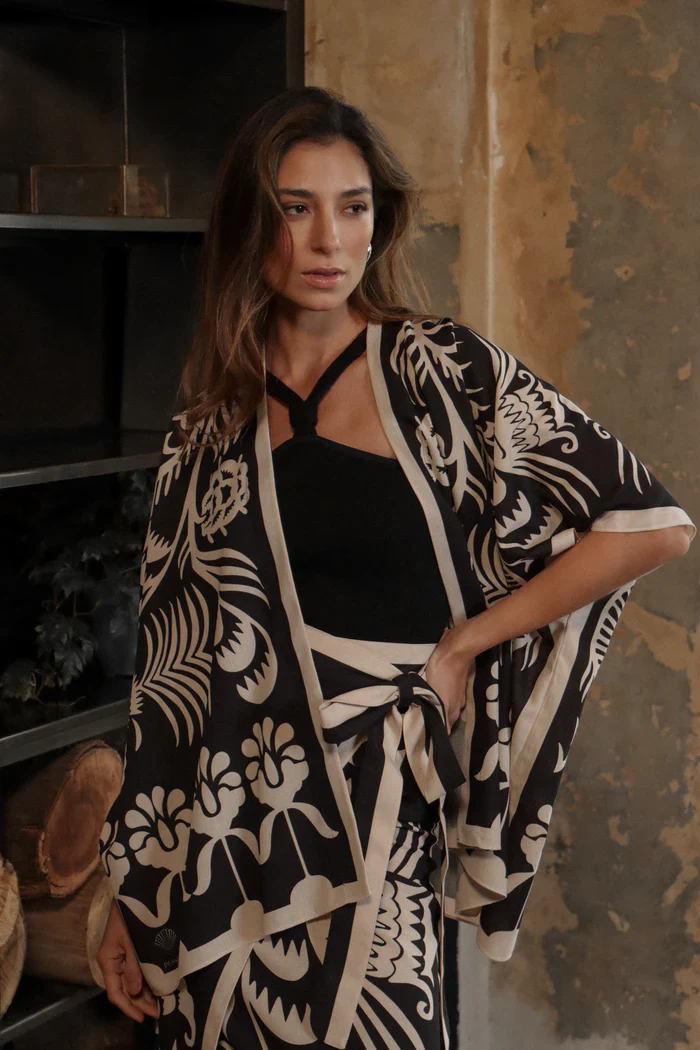 Kimono Corto Agave, Lino Negro