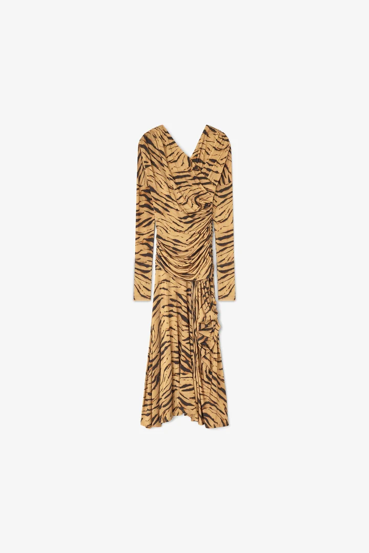 Midi Vestido Printed Shiny Jersey Ruched - Image 4