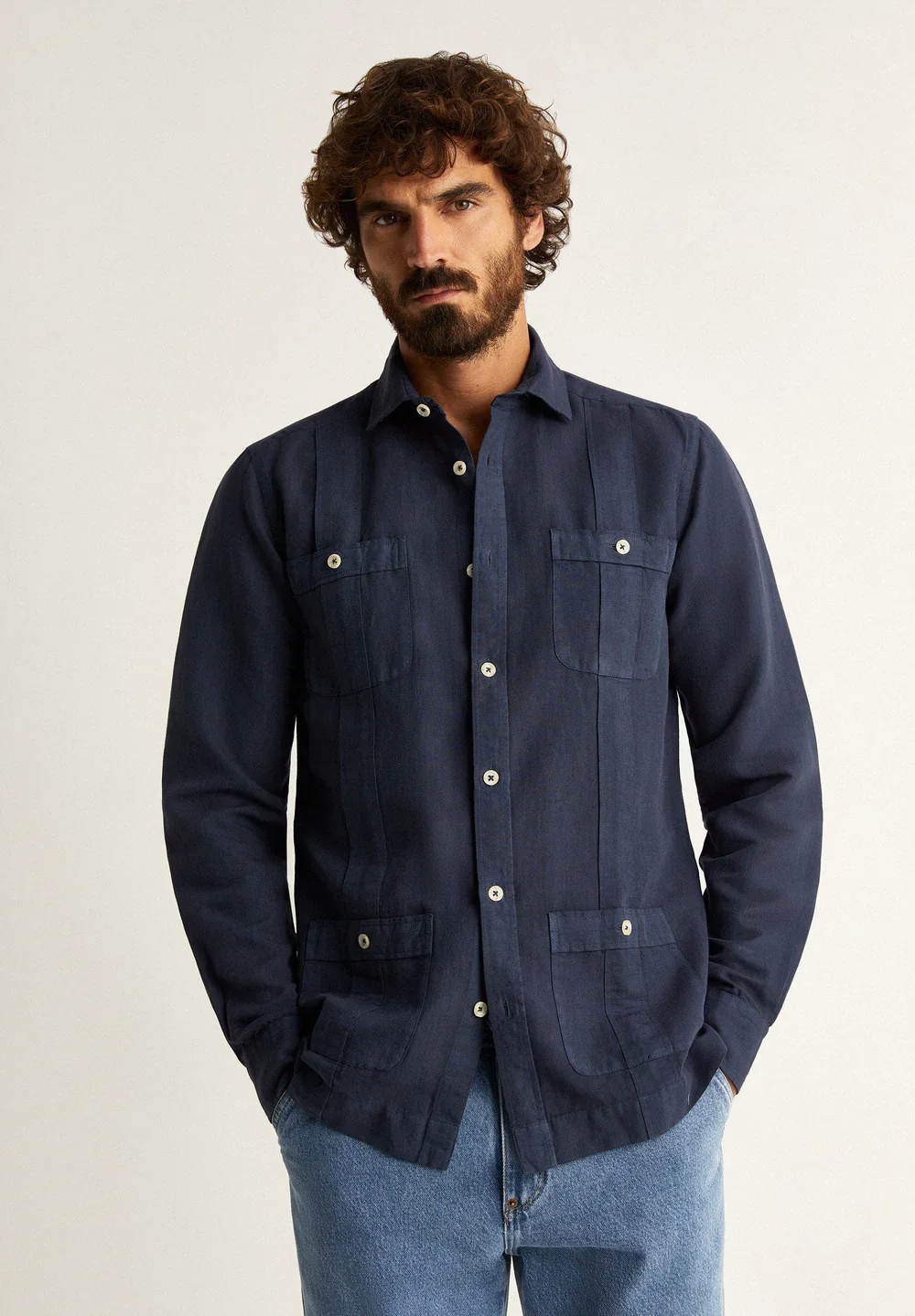 Camisa Nante Linen Navy 40 - Image 3