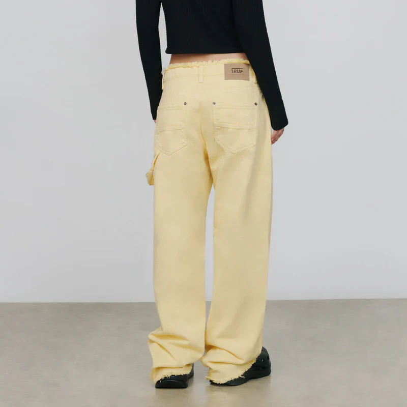 Pantalones De Tiro Medio Amarillo Mantequilla - Image 3