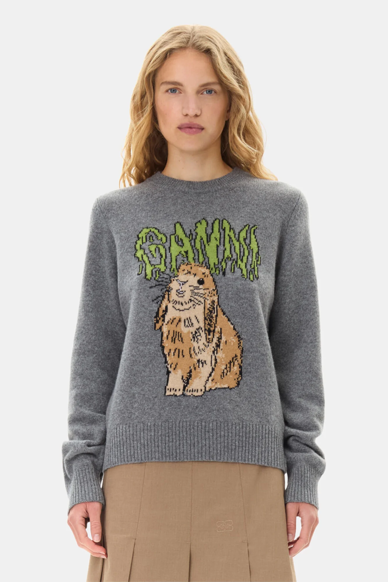 Sweater Graphic Wool Mix Bunny Crewneck - Image 2