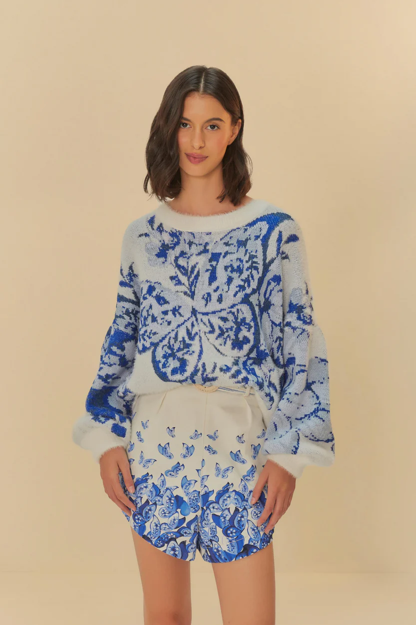 Sweater Pull Tricot Jacquard Borboleta - Image 2