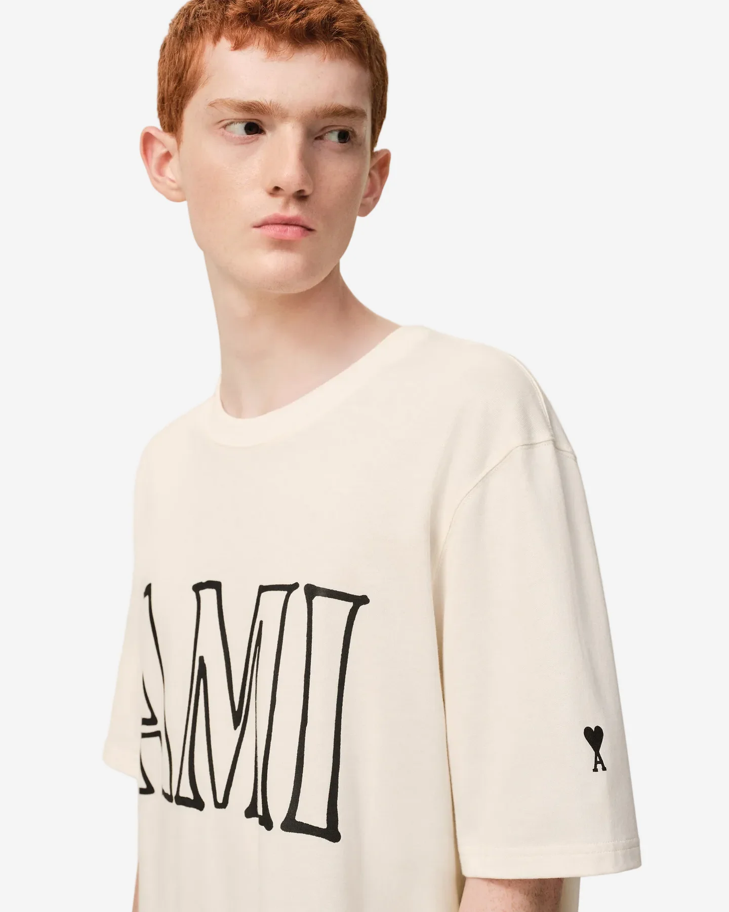 T-Shirt Blanca De Algodón Con Estampado Ami Paris Unisex - Image 2