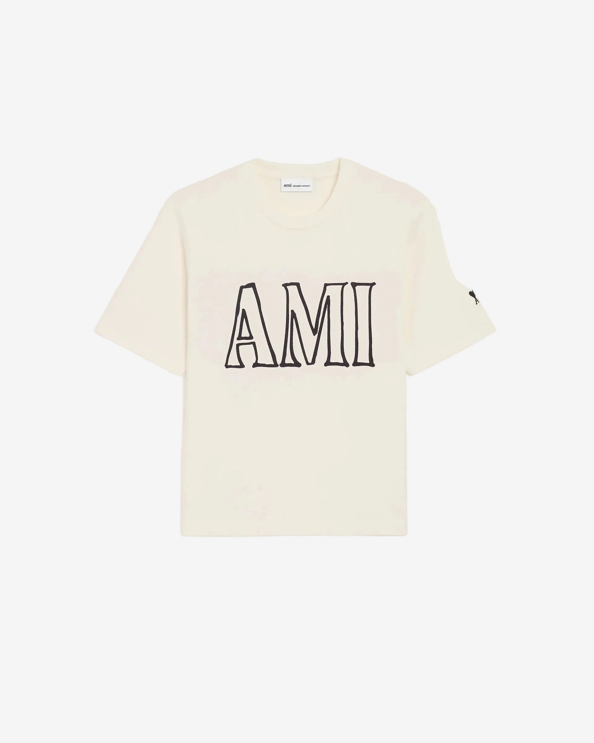 T-Shirt Blanca De Algodón Con Estampado Ami Paris Unisex - Image 7