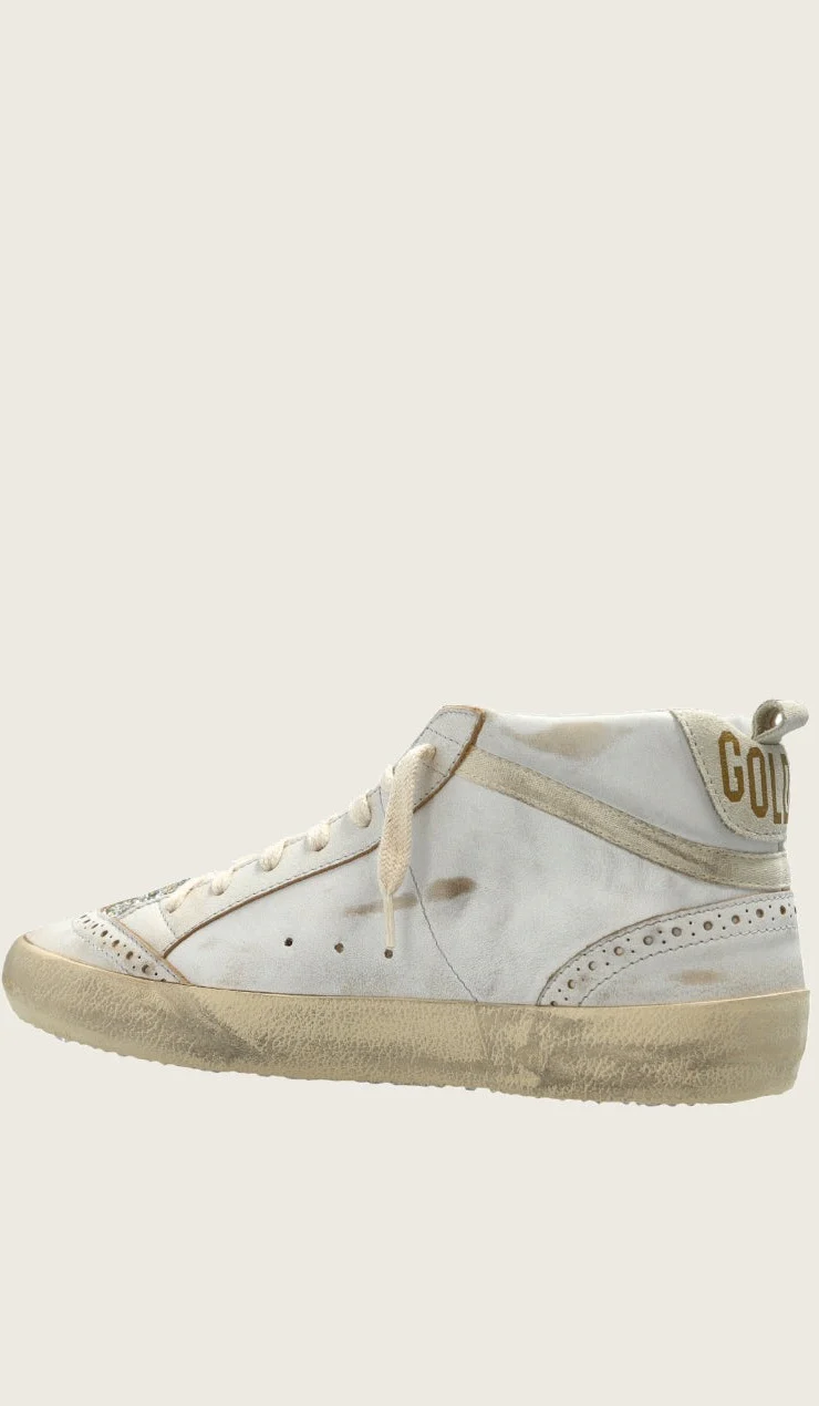 Tenis Golden Goose Mid Star Leather Glitter Tongue And Star Mujer - Image 3