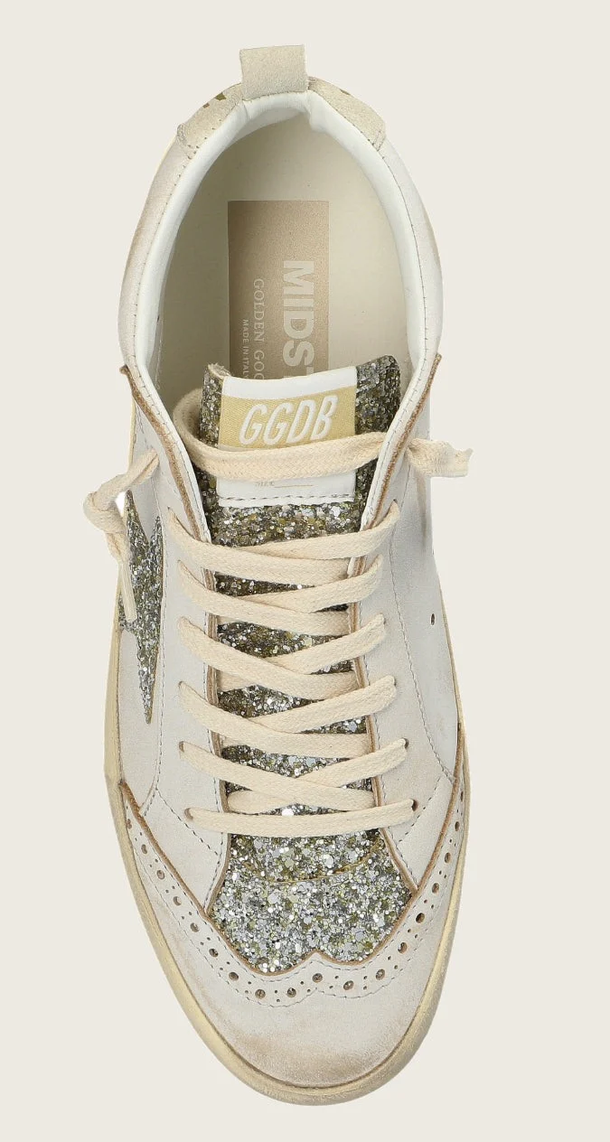 Tenis Golden Goose Mid Star Leather Glitter Tongue And Star Mujer - Image 4