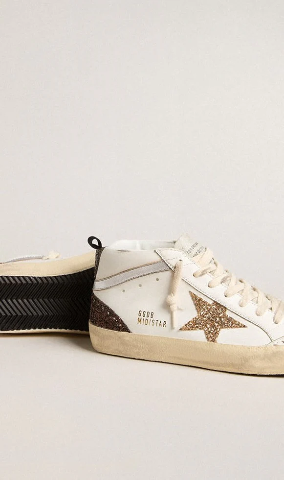 Tenis Golden Goose Mujer Mid Star Leather Upper And Toe Glitter Star - Image 3