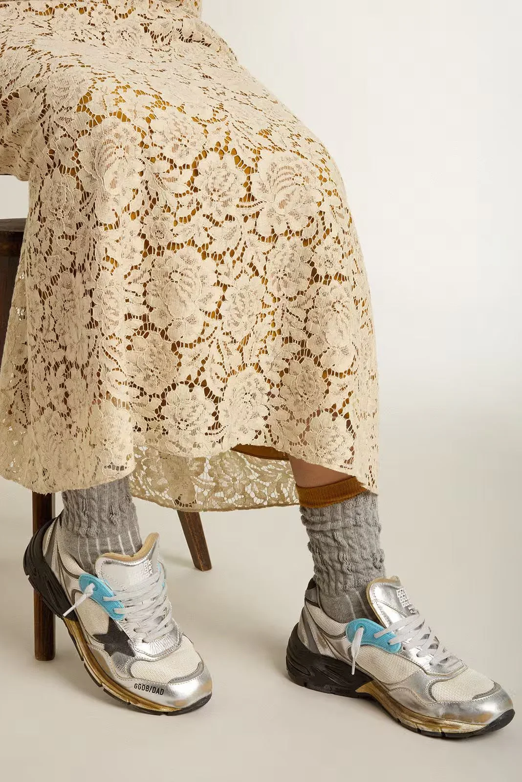 Tenis Golden Goose Running Dad Mesh And Laminated Leather Mujer - Image 5