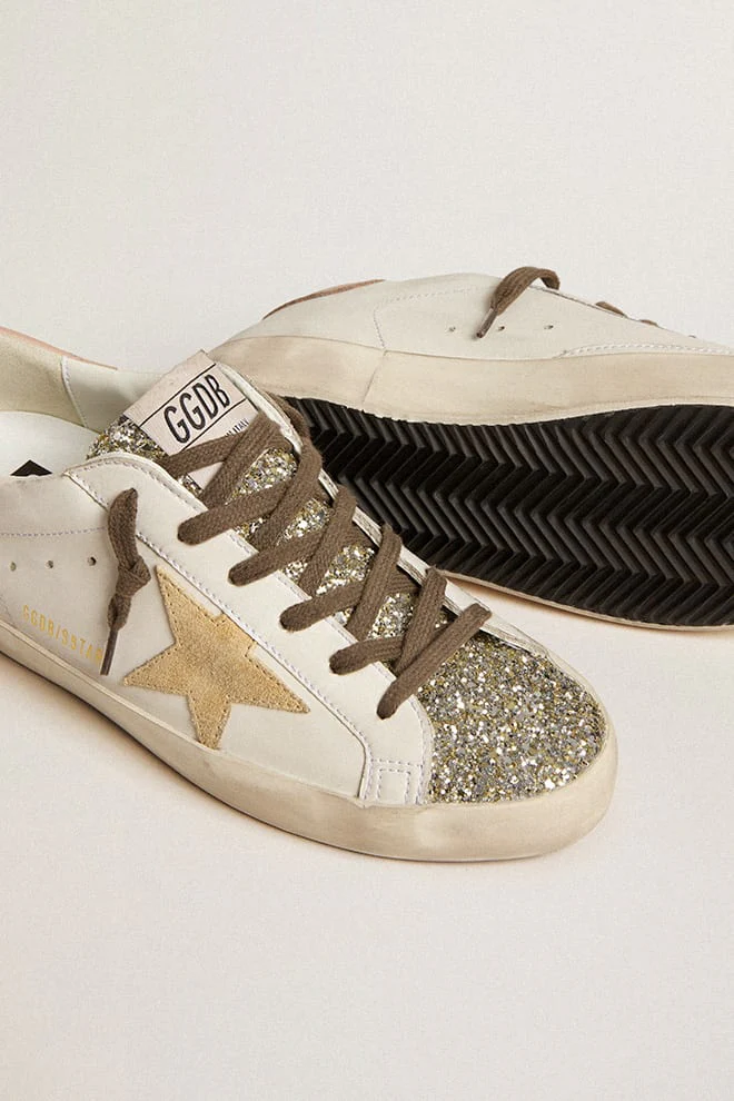 Tenis Golden Goose Super Star Biobase Glittr Suede Star Leath Mujer - Image 3