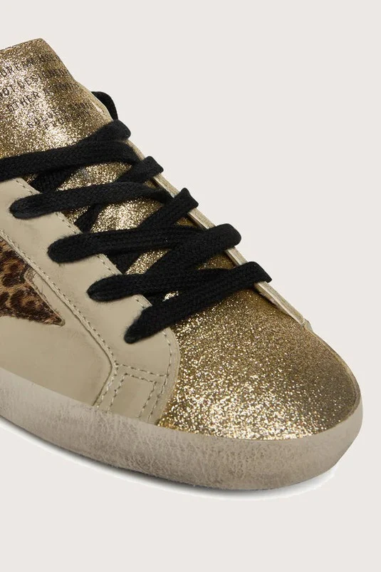 Tenis Golden Goose Super Star Leather Glitter Heel Leopard Horsy Star Mujer - Image 4