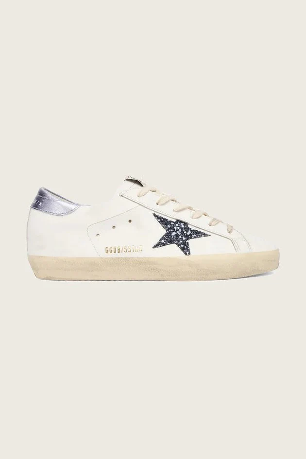 Tenis Golden Goose Super Star Leather Glitter Star Laminated Heel Mujer