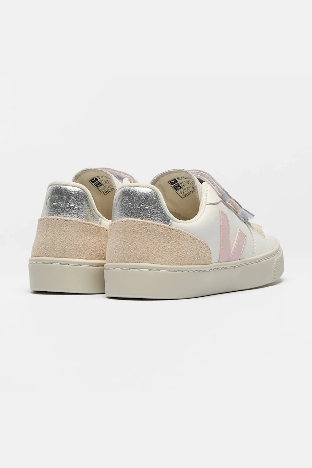 Tenis Veja Kids V-10 Leather White Petale - Image 3