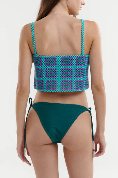 Top Bandeau Beads Blue - Image 2