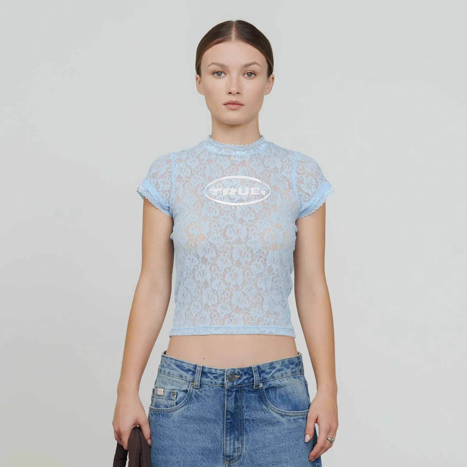T-Shirt Floral Lace Baby Light Blue - Image 2