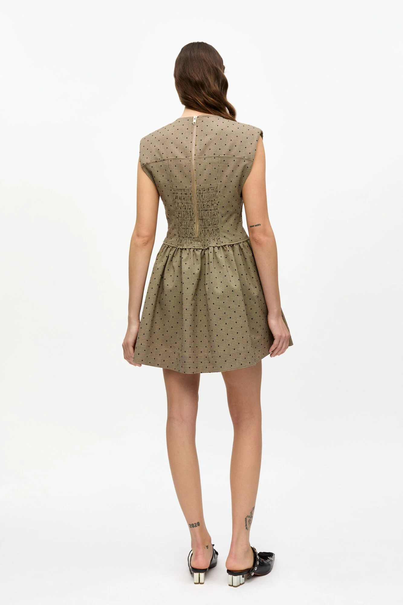 Mini Vestido Flock Check Suiting Corset - Image 5