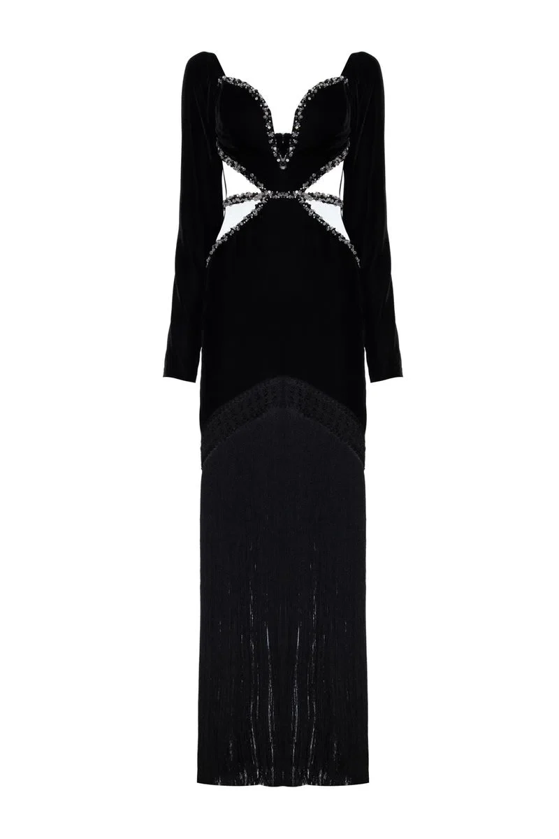 Vestido Maxi Velvet Emb Cut Out - Image 4