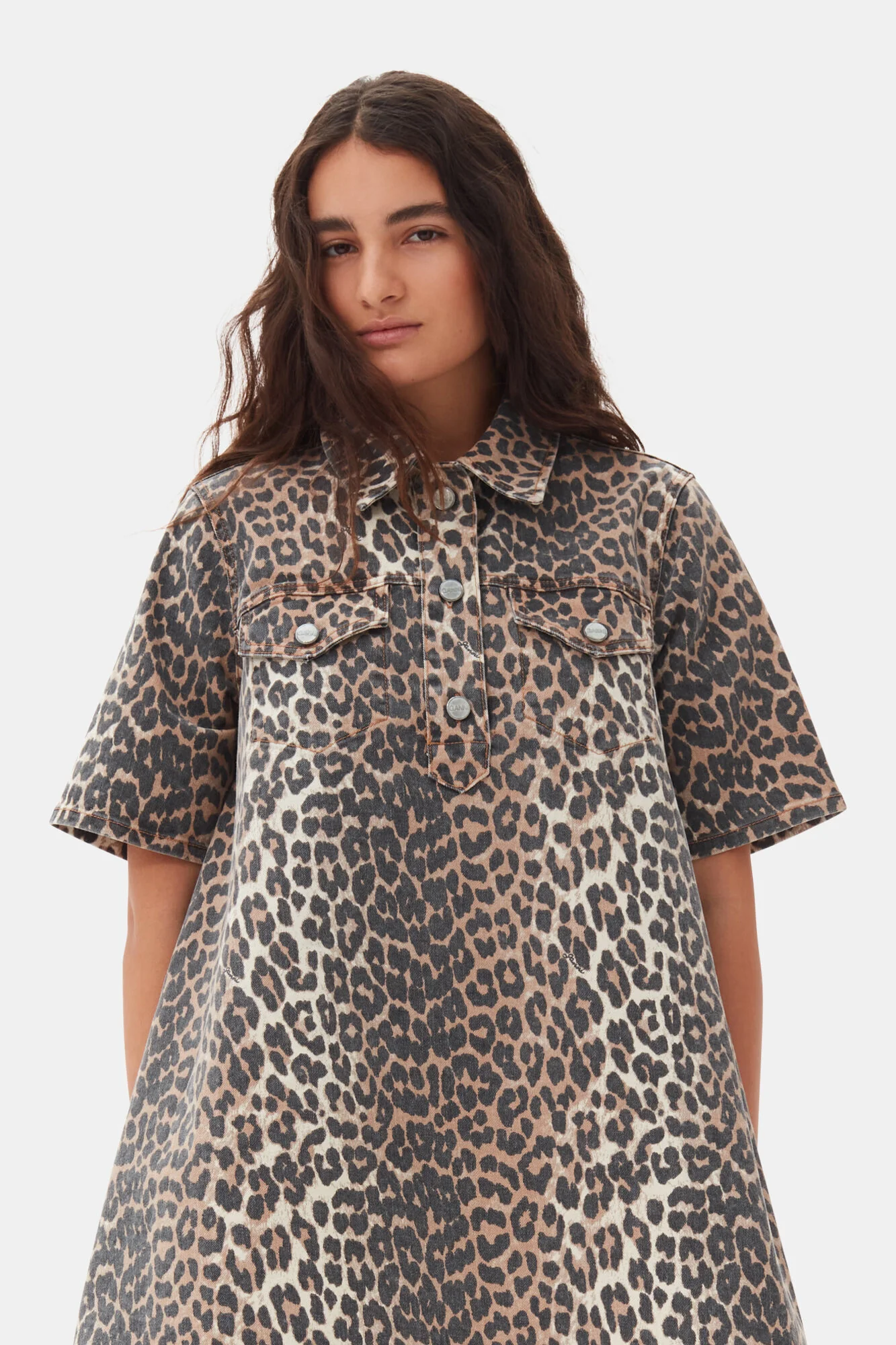 Mini Vestido Print Denim